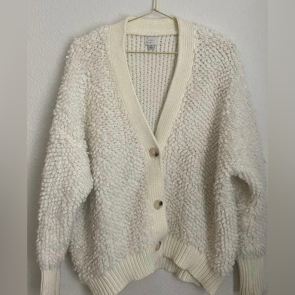 a new day Sweaters - A New Day Loop Stitch Cardigan Cream Sz Med